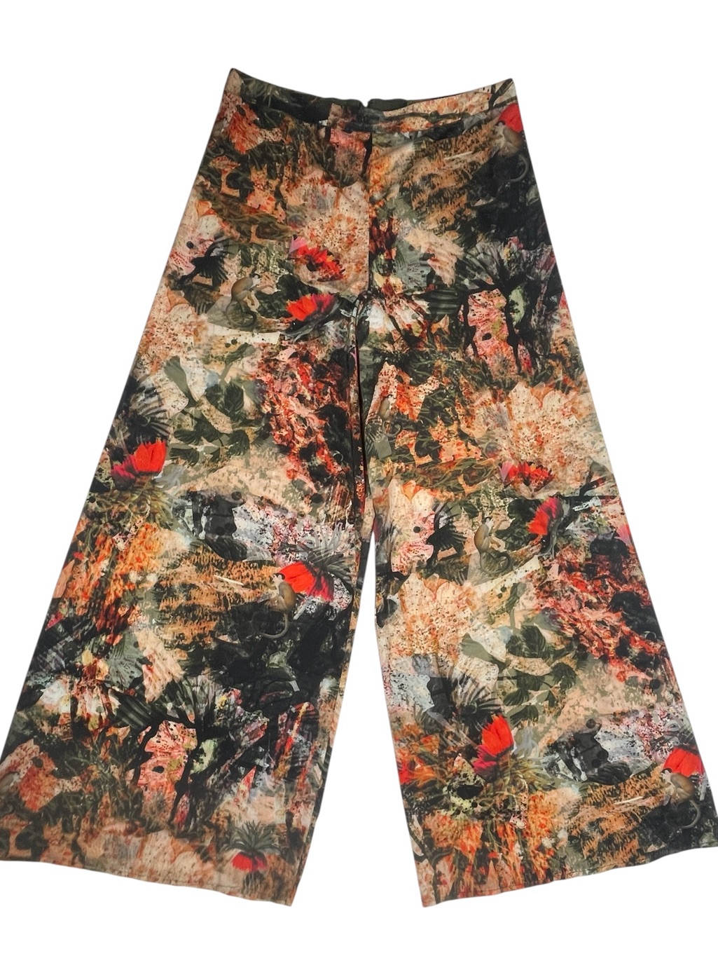 Alice + Olivia Multicolor Floral Print Wide-Leg Pants Made In Usa Like New